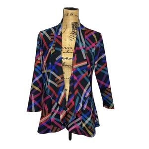 Travel Elements Colorful Geometric Pattern Open Front Cardigan S